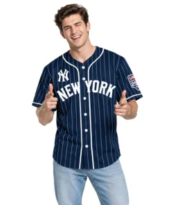 New York Yankees Navy Jersey Custom Elite Pinstripe Style