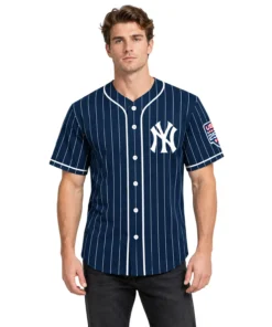 New York Yankees Navy Pinstripe Jersey Dynamic Retro Style