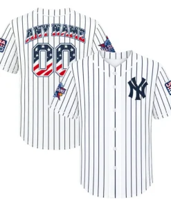New York Yankees White USA 250 Jersey Custom Player Dynamic Stripes Style