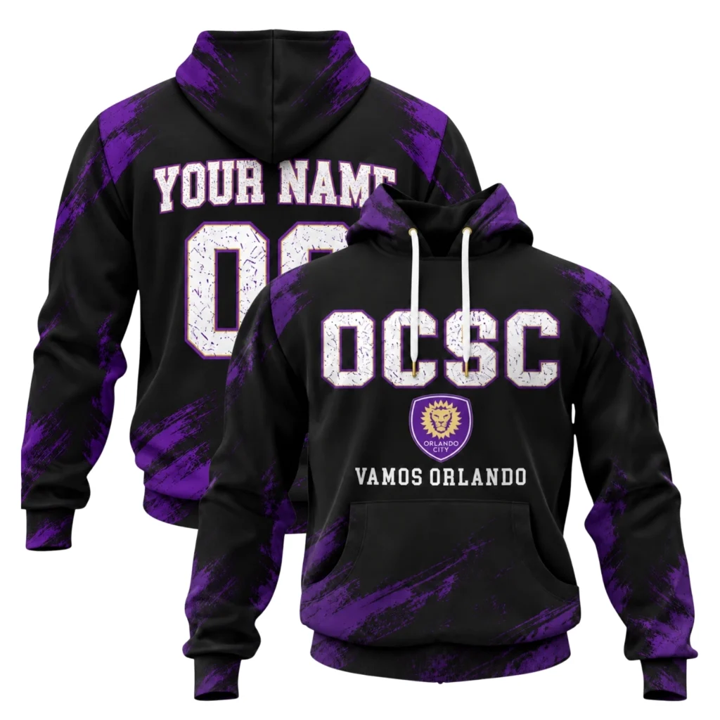 Orlando City Custom Hoodie Bold Black Purple