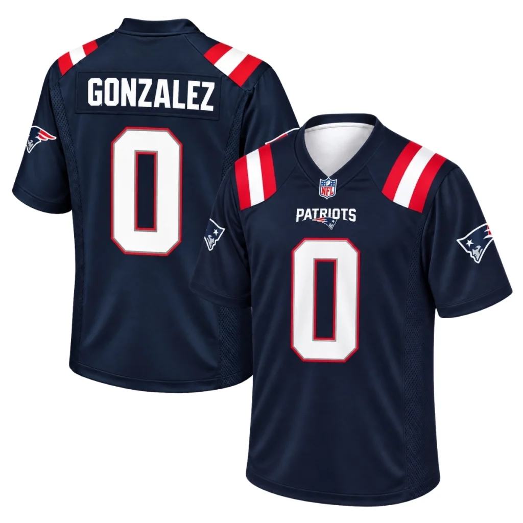 Patriots Christian Gonzalez Jersey Powerful Navy Gameday