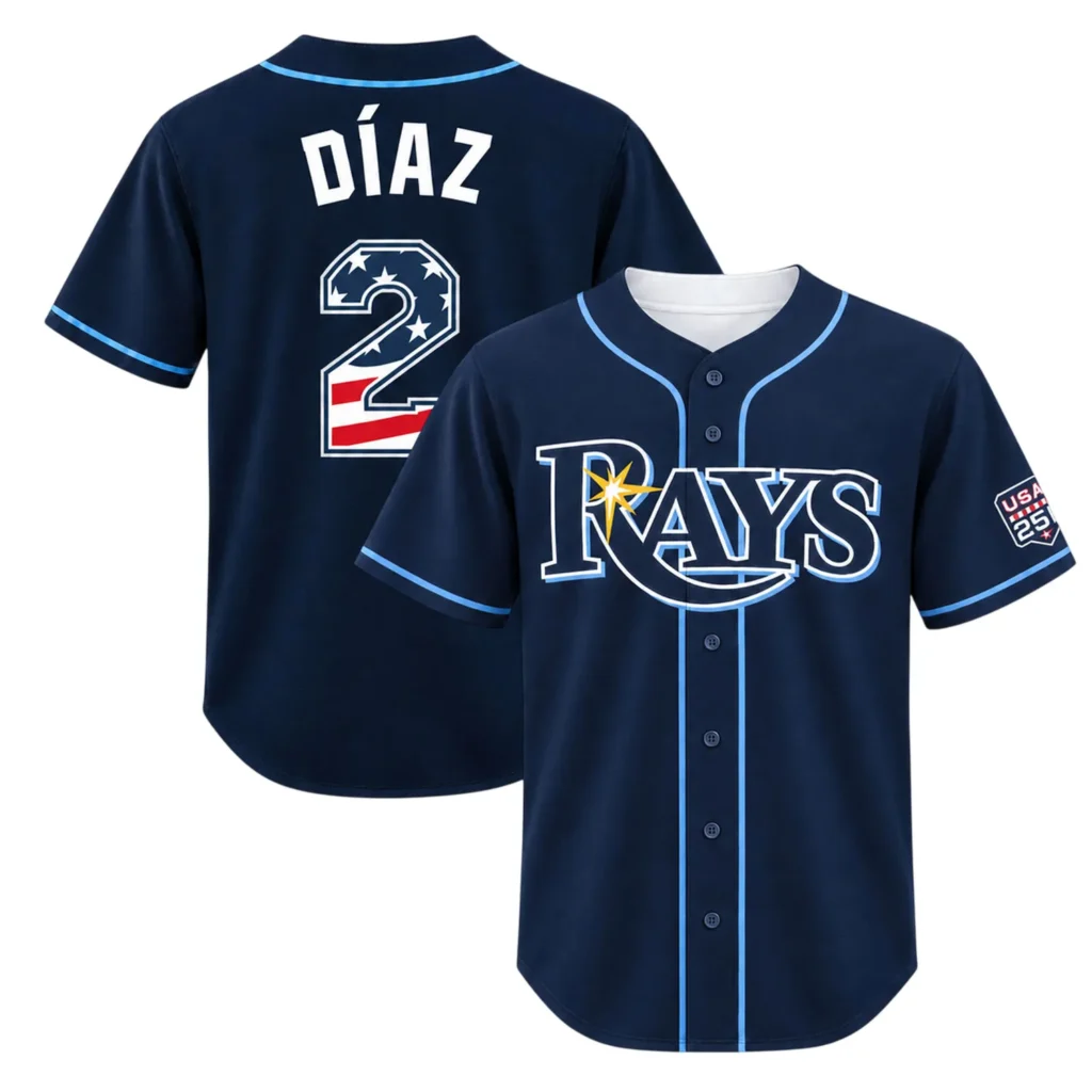 Rays Fan Gear Navy Jersey Yandy Diaz Bold Name & Number