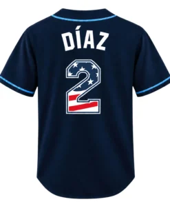 Rays Fan Gear Navy Jersey Yandy Diaz Bold Name & Number