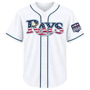 Rays Fan Jersey Junior Caminero Patriotic Bold Game Style