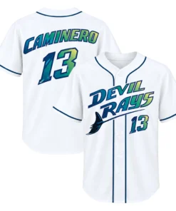 Rays White Jersey Junior Caminero Valuable Fanwear