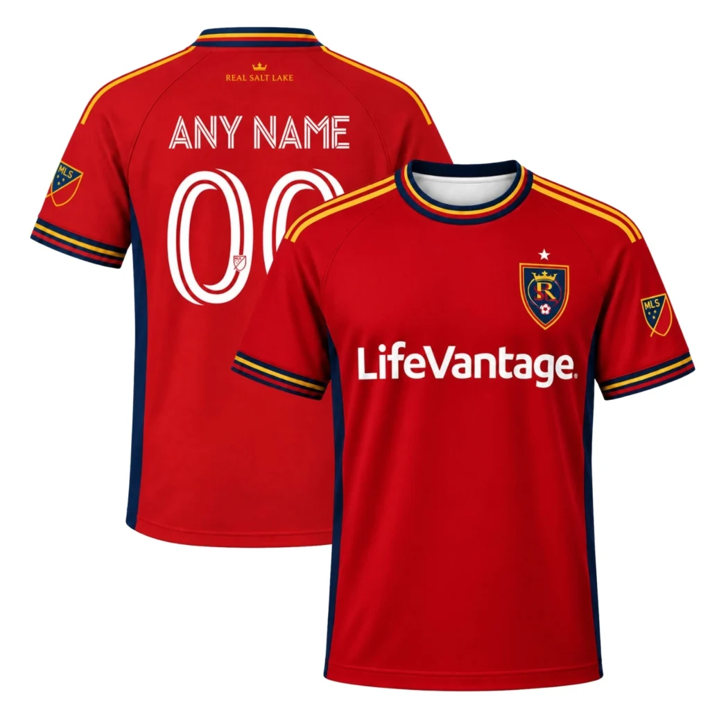 Real Salt Lake Red Custom Jersey Bold Adult Kids