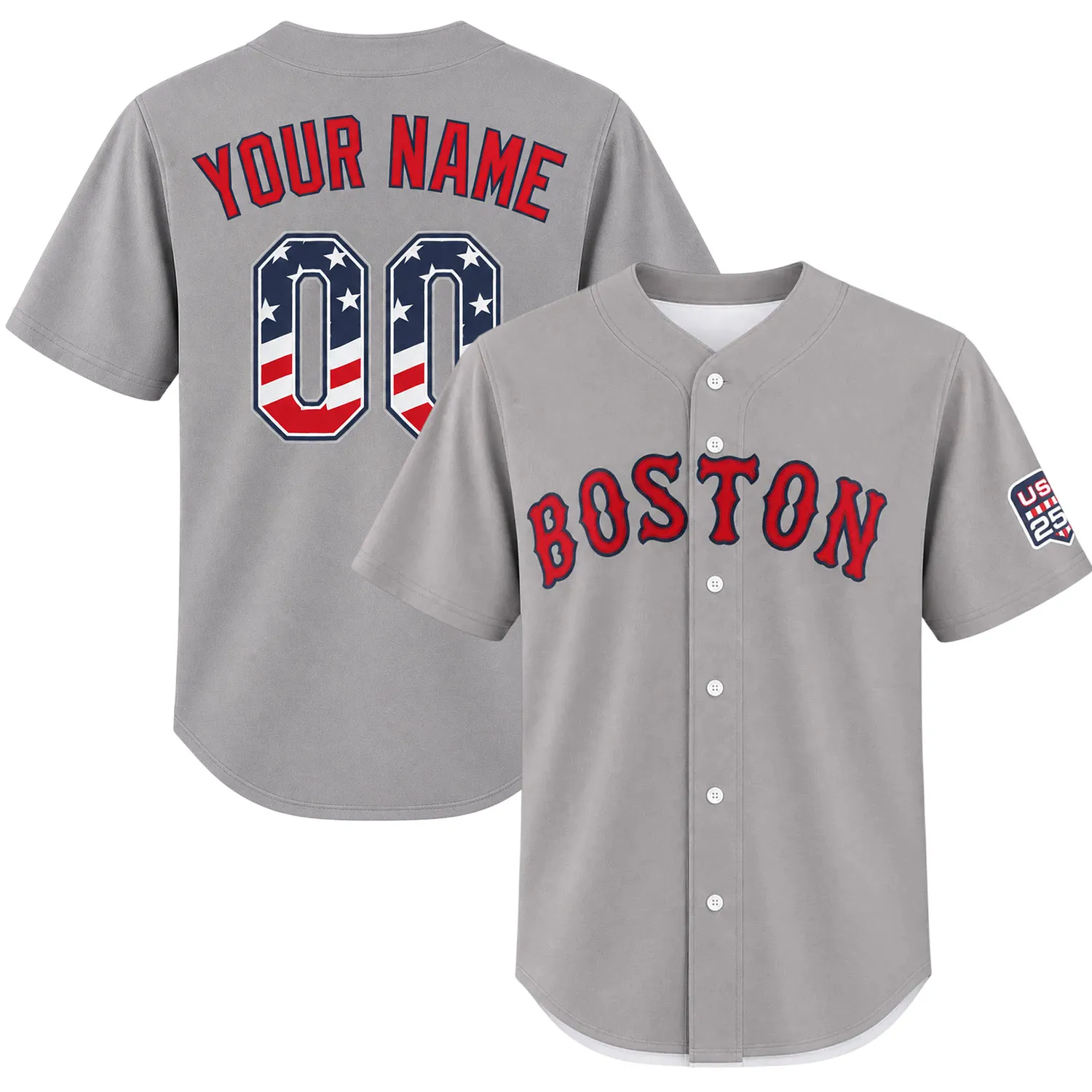 Red Sox Custom Jersey Personalized Bold Name & Number Patriotic