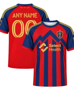 RSL Red Blue Custom Jersey Dynamic Stripes Adult Kids