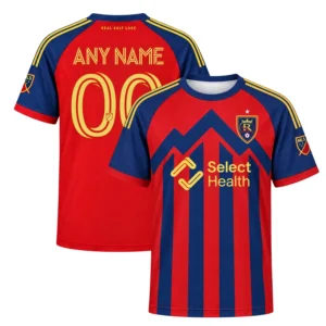 RSL Red Blue Custom Jersey Dynamic Stripes Adult Kids