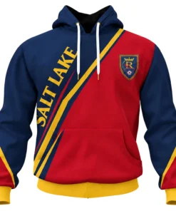 RSL Soccer Hoodie Bold Red Navy Gold Design