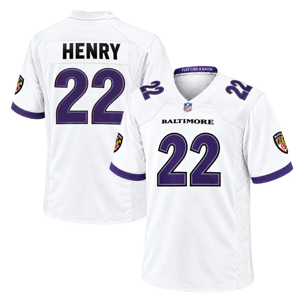 S-7XL Derrick Henry Baltimore White Jersey Bold MLB Wear
