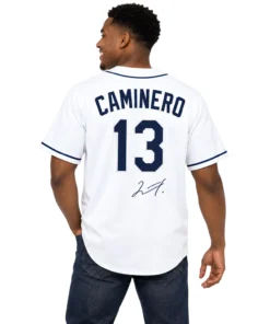 TB Rays Jersey Junior Caminero Signature Bold Fan Apparel