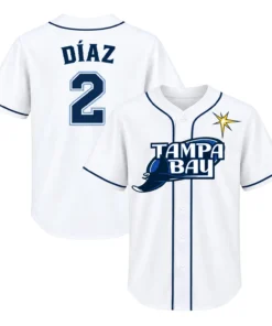 TB Rays Shirt Yandy Diaz White Jersey Powerful Baseball Wear