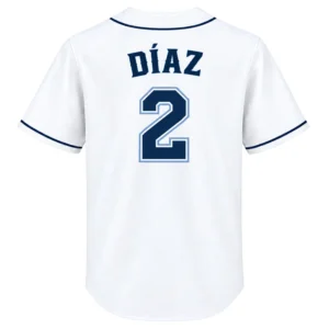 TB Rays Shirt Yandy Diaz White Jersey Powerful Baseball Wear