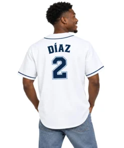TB Rays Shirt Yandy Diaz White Jersey Powerful Baseball Wear