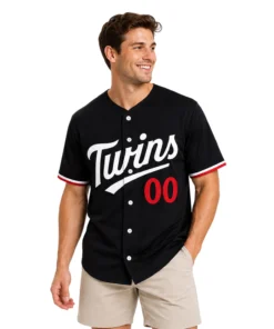 Twins Custom Baseball Jersey Dynamic Black Style