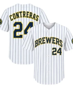 William Contreras Brewers Jersey Attractive White Pinstripe