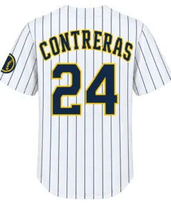 William Contreras Brewers Jersey Attractive White Pinstripe