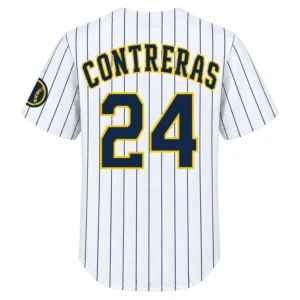 William Contreras Brewers Jersey Attractive White Pinstripe