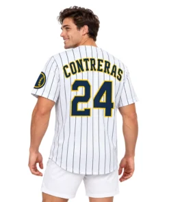 William Contreras Brewers Jersey Attractive White Pinstripe