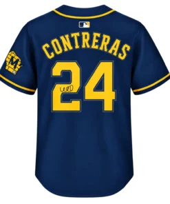 William Contreras Brewers Navy Jersey Dynamic Signature