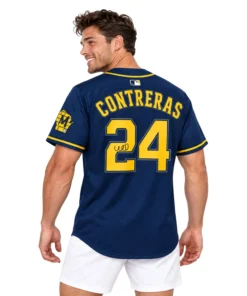 William Contreras Brewers Navy Jersey Dynamic Signature