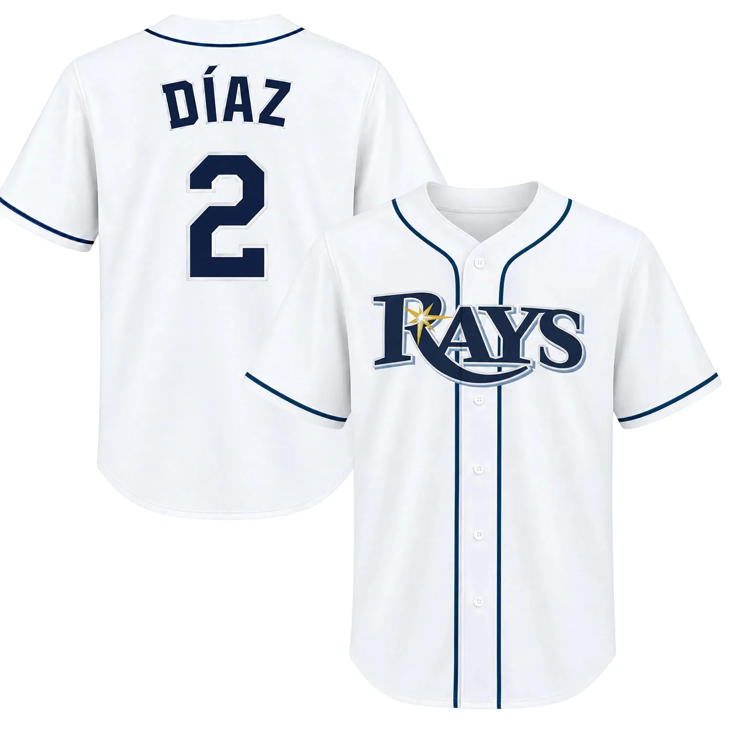Yandy Diaz White Rays Jersey Bold Fan Style