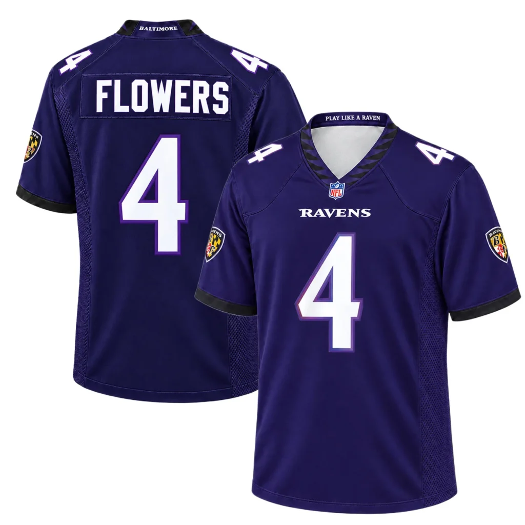 Zay Flowers Baltimore Ravens Purple Jersey Bold Nam & Number