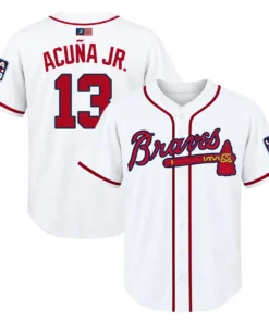 Atlanta Braves Ronald Acuna Jr. White Jersey Bold MLB Home style