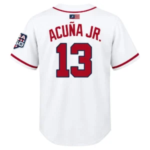 Atlanta Braves Ronald Acuna Jr. White Jersey Bold MLB Home style