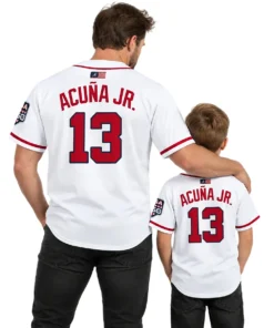 Atlanta Braves Ronald Acuna Jr. White Jersey Bold MLB Home style