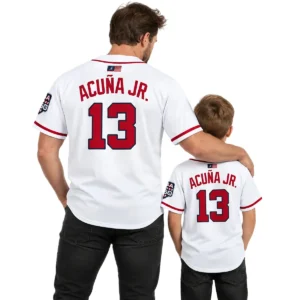 Atlanta Braves Ronald Acuna Jr. White Jersey Bold MLB Home style