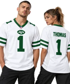 Azareye'h Thomas Jets White Jersey 2026 Exclusive Fan Gear