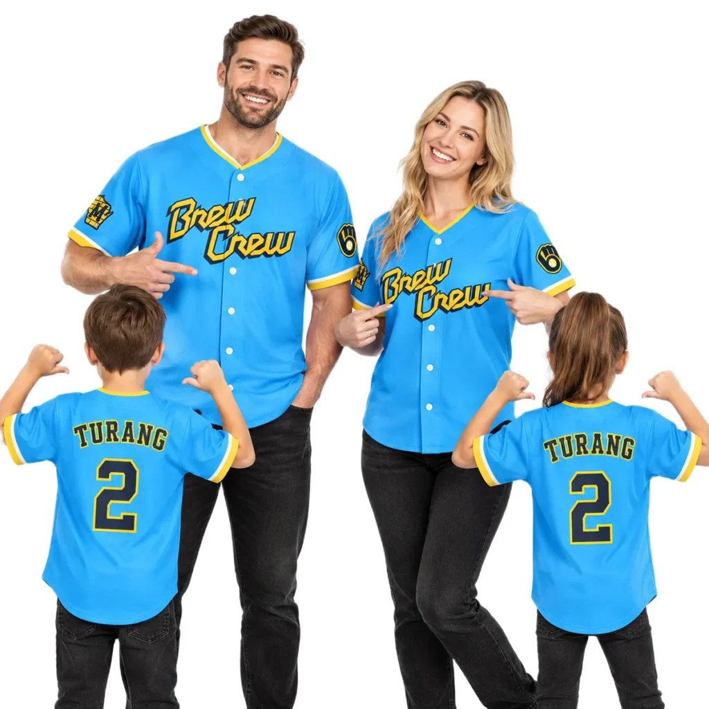 Brewers Brice Turang Blue Jersey Number Elite Fan Style