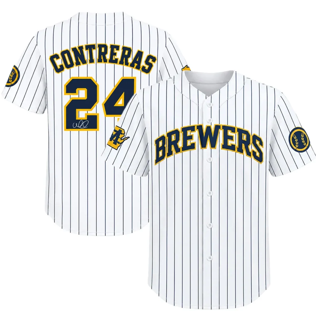 Brewers William Contreras Jersey Women 2026 Bold Pinstripe Style