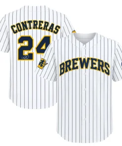 Brewers William Contreras Jersey Women 2026 Bold Pinstripe Style