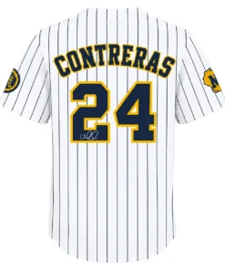 Brewers William Contreras Jersey Women 2026 Bold Pinstripe Style Back