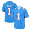 Cam Ward Tennessee Titans Home Jersey front and back views with TITANS chest lettering, WARD name and number 1