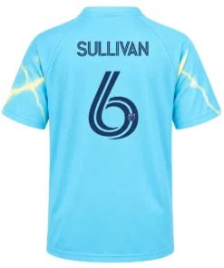 Cavan Sullivan Philadelphia Union jersey back with SULLIVAN lettering, navy number 6 and MLS shield