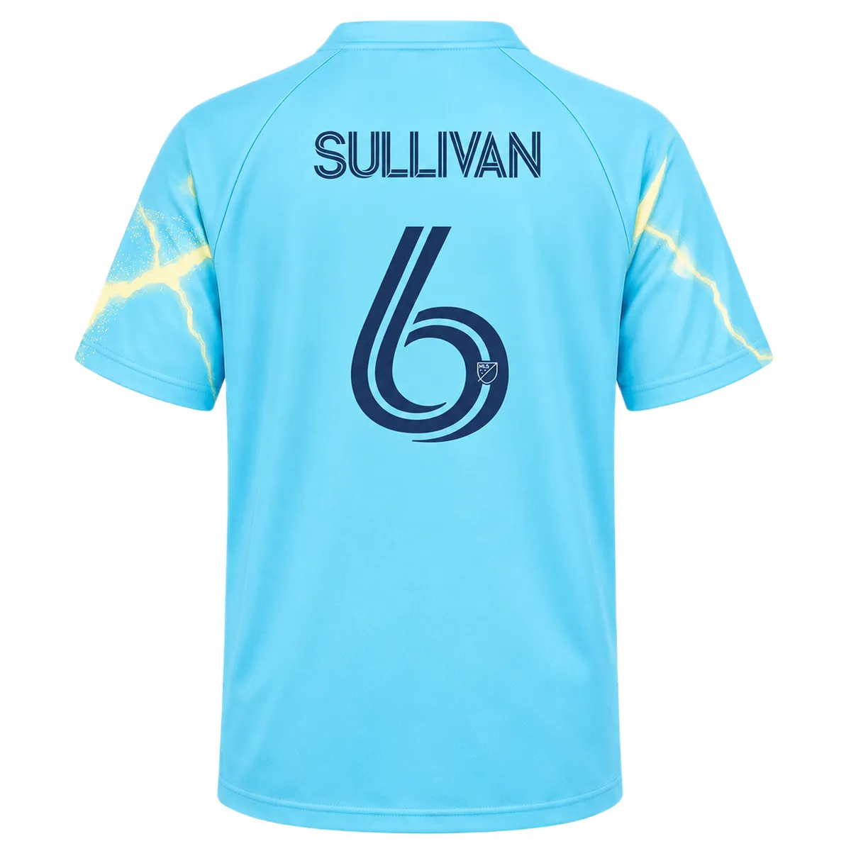 Cavan Sullivan Philadelphia Union jersey back with SULLIVAN lettering, navy number 6 and MLS shield