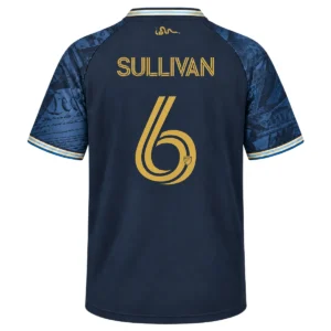 Cavan Sullivan Philadelphia Union jersey back with SULLIVAN name, gold number 6 and snake emblem