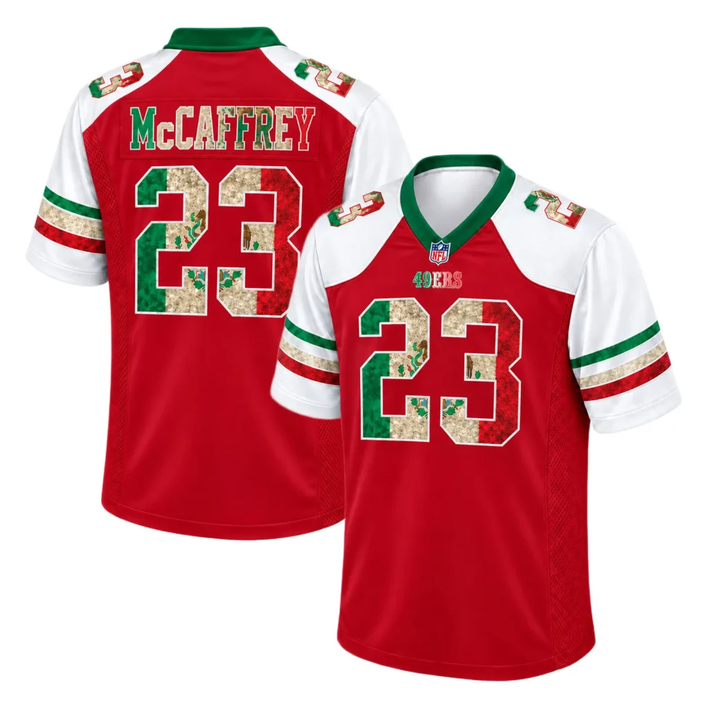 Christian McCaffrey 49ers Mexico Jersey Bold Name & Number