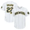 Christian Yelich Pinstripe Home Jersey Exclusive Brewers Gear