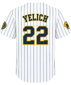 Christian Yelich Pinstripe Home Jersey Exclusive Brewers Gear Back