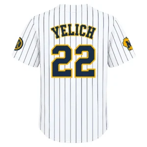 Christian Yelich Pinstripe Home Jersey Exclusive Brewers Gear Back