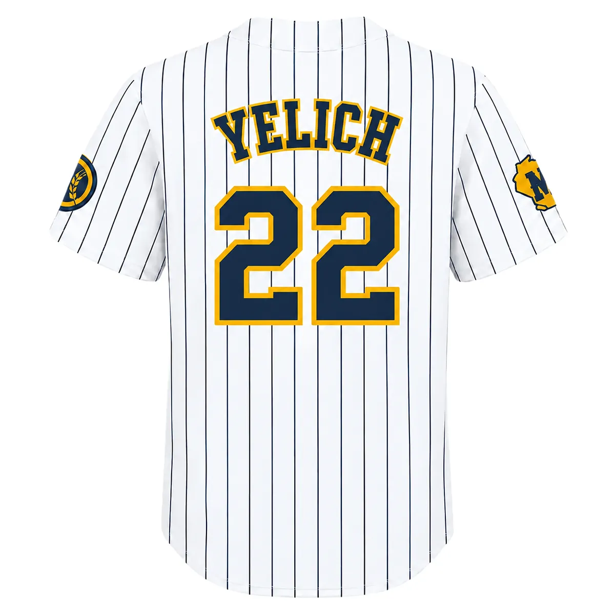 Christian Yelich Pinstripe Home Jersey Exclusive Brewers Gear Back