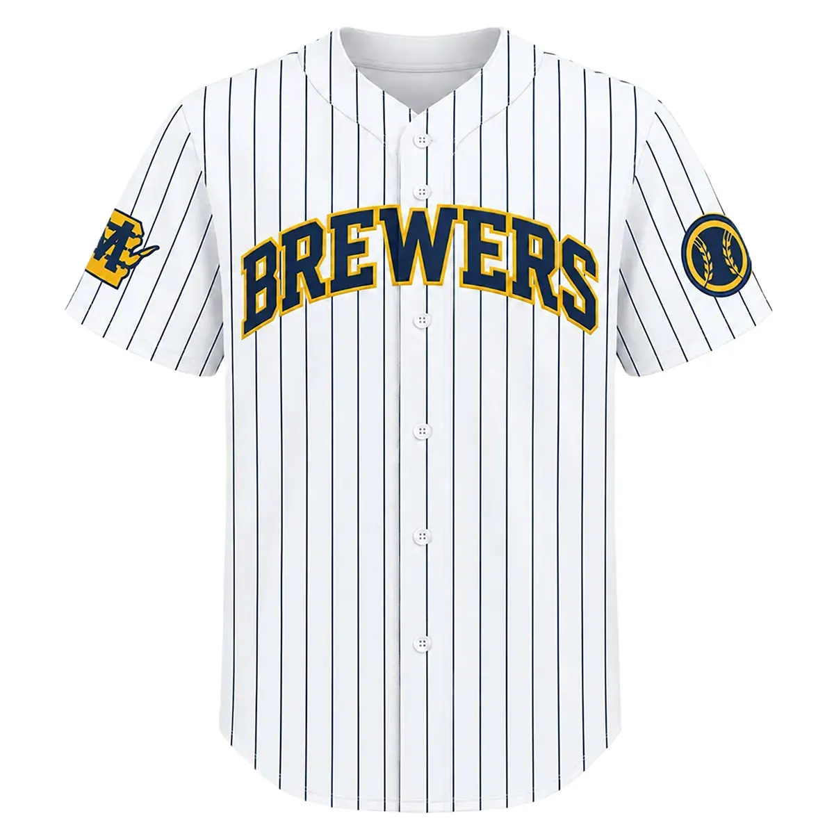 Christian Yelich Pinstripe Home Jersey Exclusive Brewers Gear Front