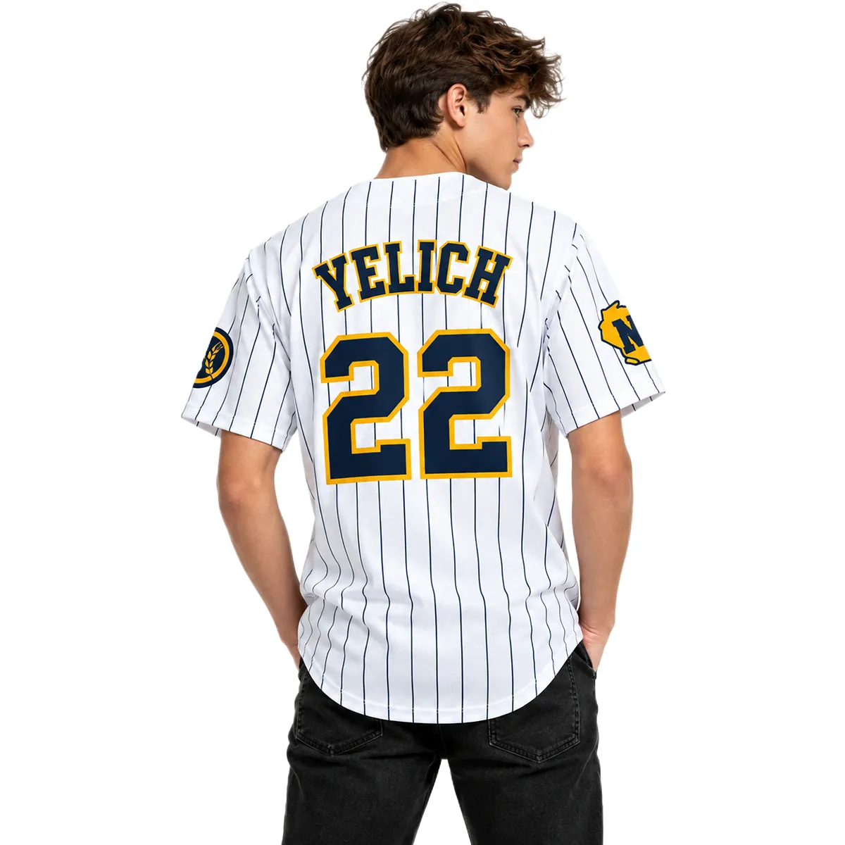 Christian Yelich Pinstripe Home Jersey Exclusive Brewers Gear Youth