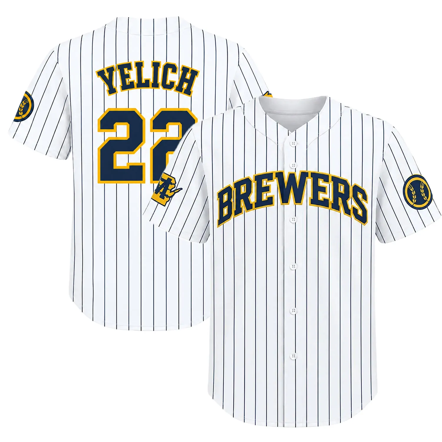 Christian Yelich Pinstripe Home Jersey Exclusive Brewers Gear