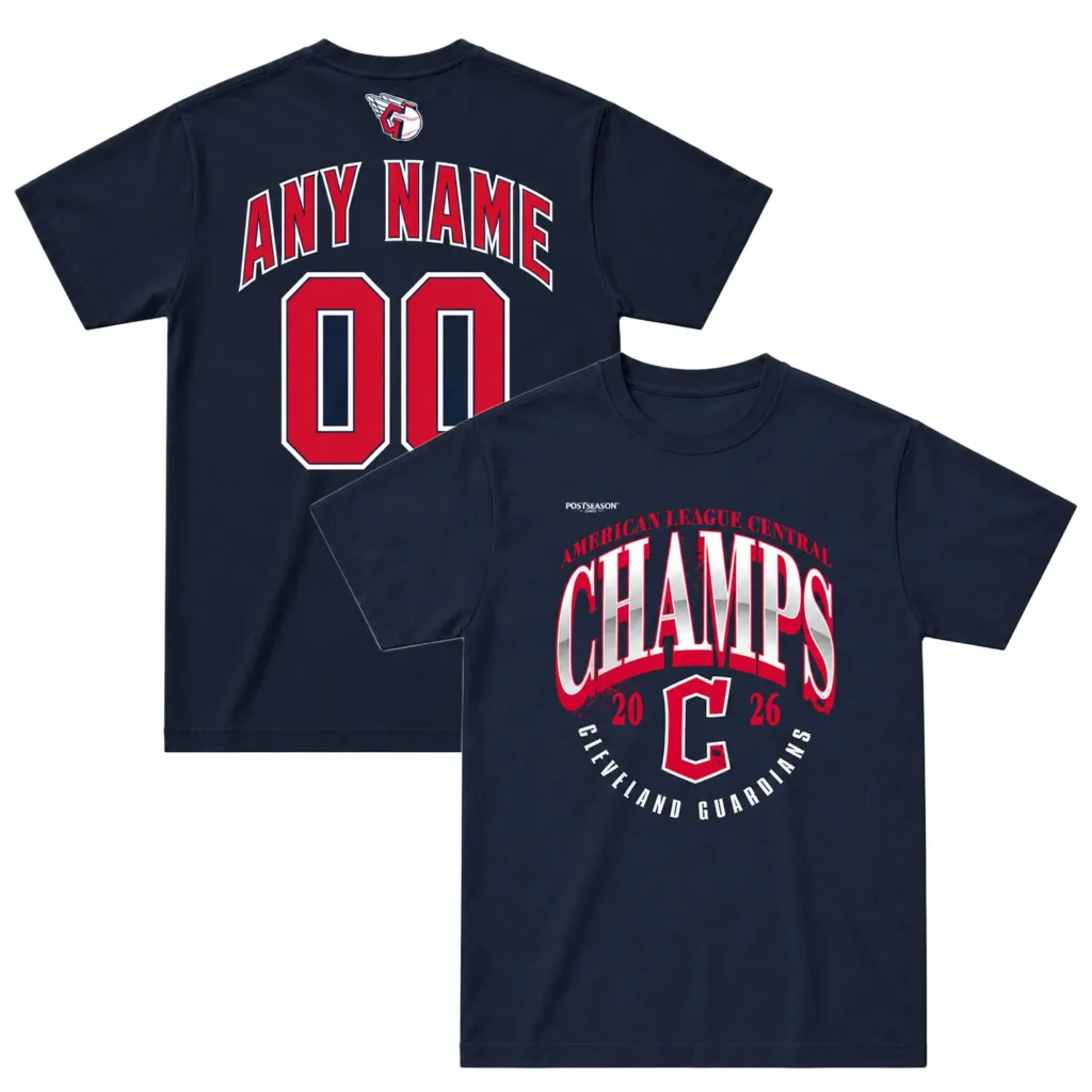 Cleveland Guardians 2026 Champions Tee - Bold custom name and number AL Central Division Champions